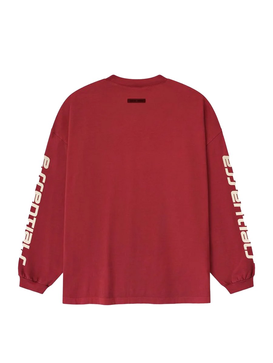 Fear of God Essentials 90s Long Sleeve Tee in Crimson