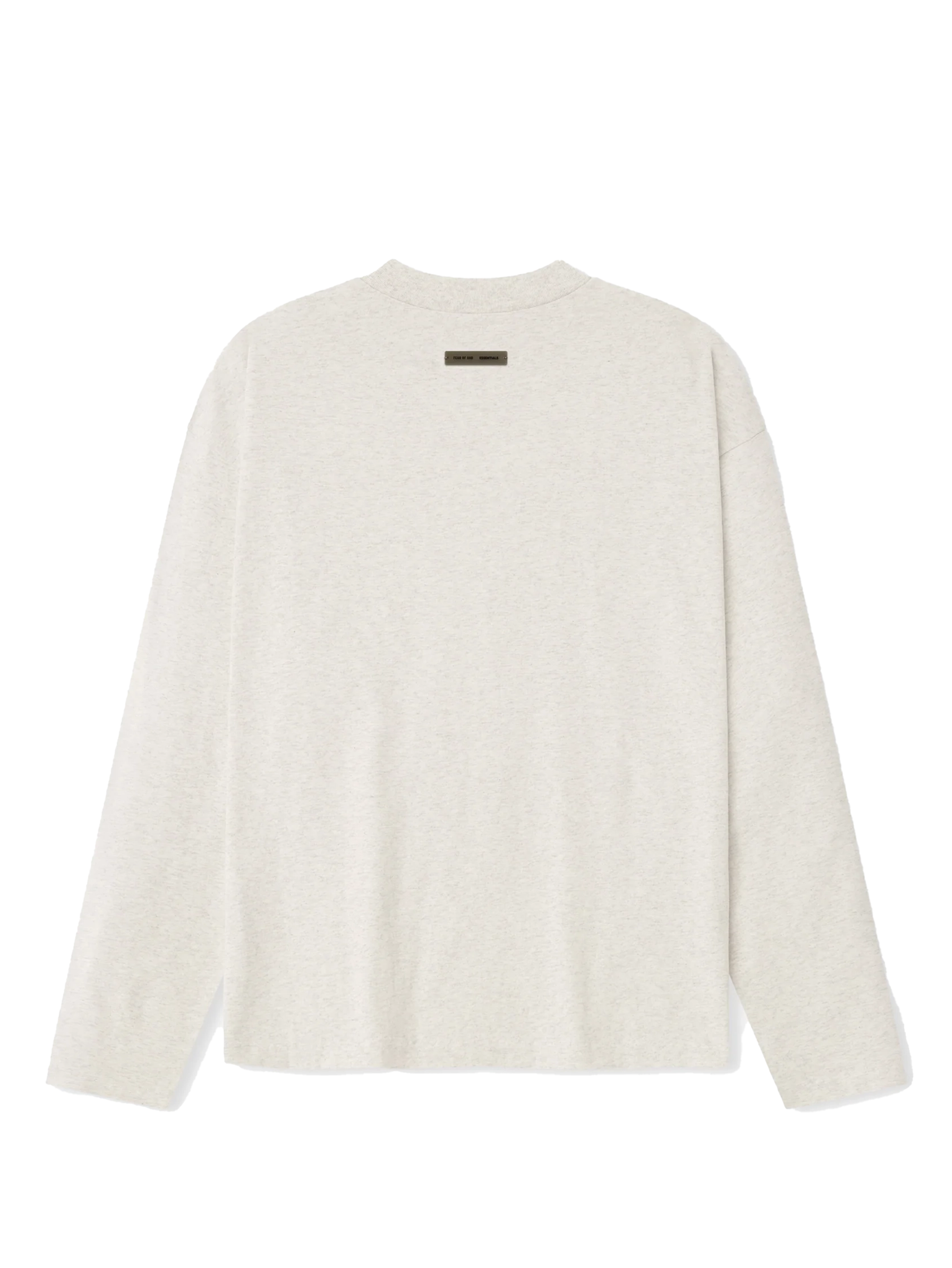 Fear of God Essentials Embroidered Classic Long Sleeve Tee in Oatmeal Heather