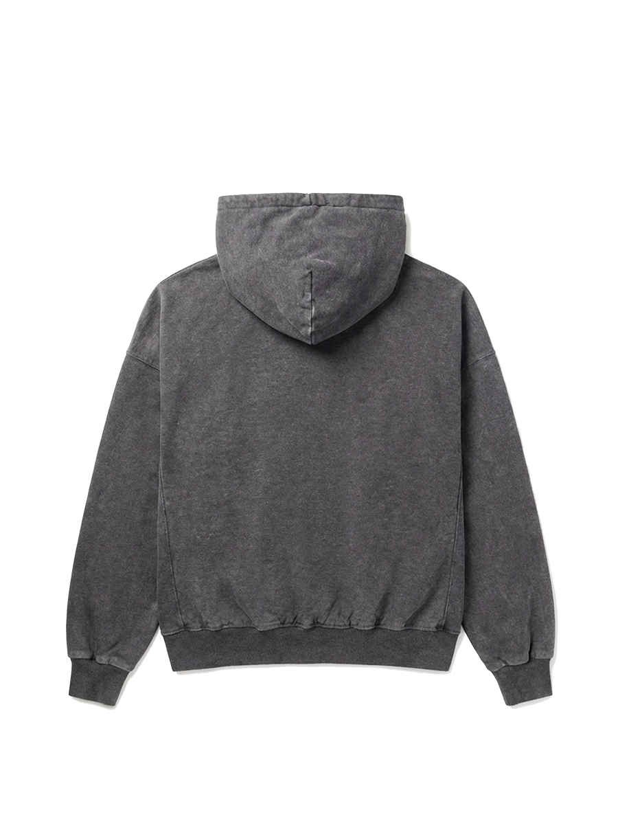 Balenciaga Logo-Embroidered Printed Denim Zip-Up Hoodie in Grey