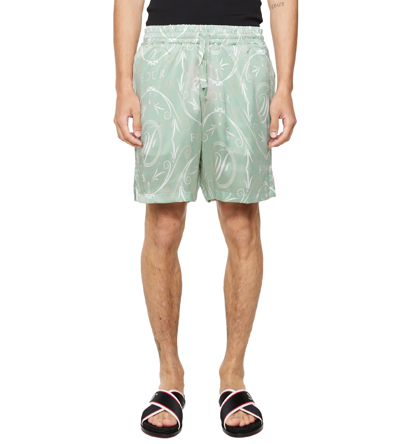 C5 Silk Short Allover Print Frosty Green
