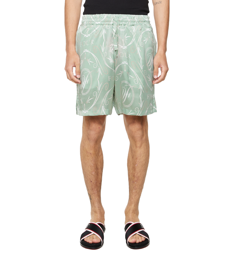 C5 Silk Short Allover Print Frosty Green
