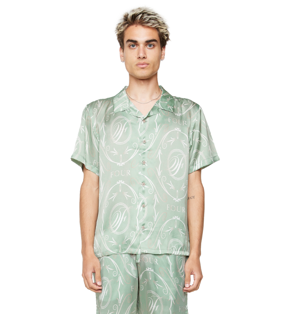 C5 Silk Shirt Allover Print Frosty Green