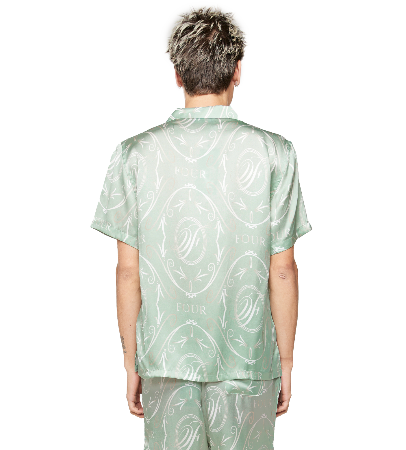 C5 Silk Shirt Allover Print Frosty Green