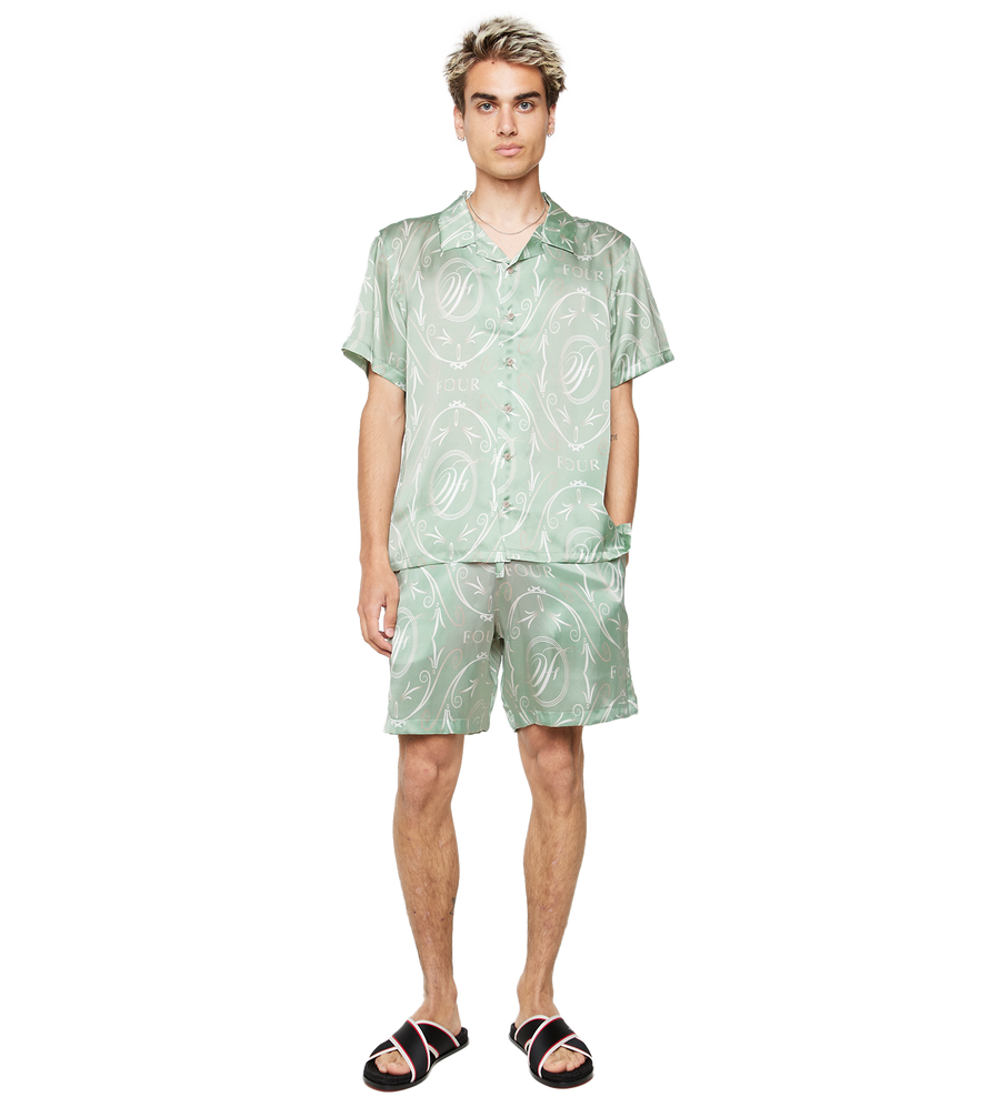 C5 Silk Shirt Allover Print Frosty Green