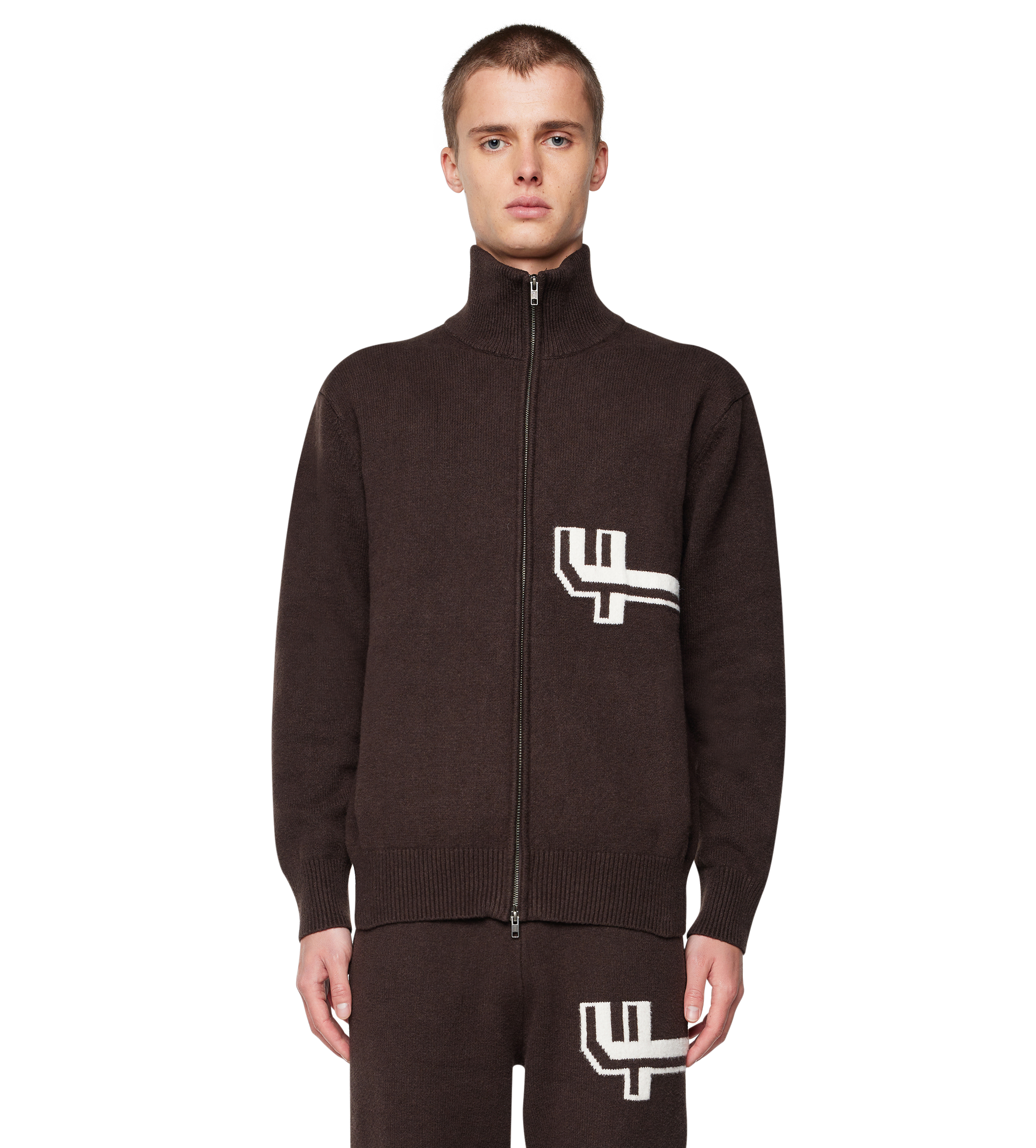 Knitted Zip Up Brown