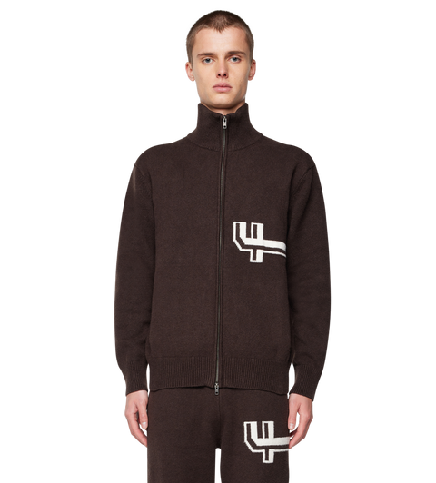 Knitted Zip Up Brown
