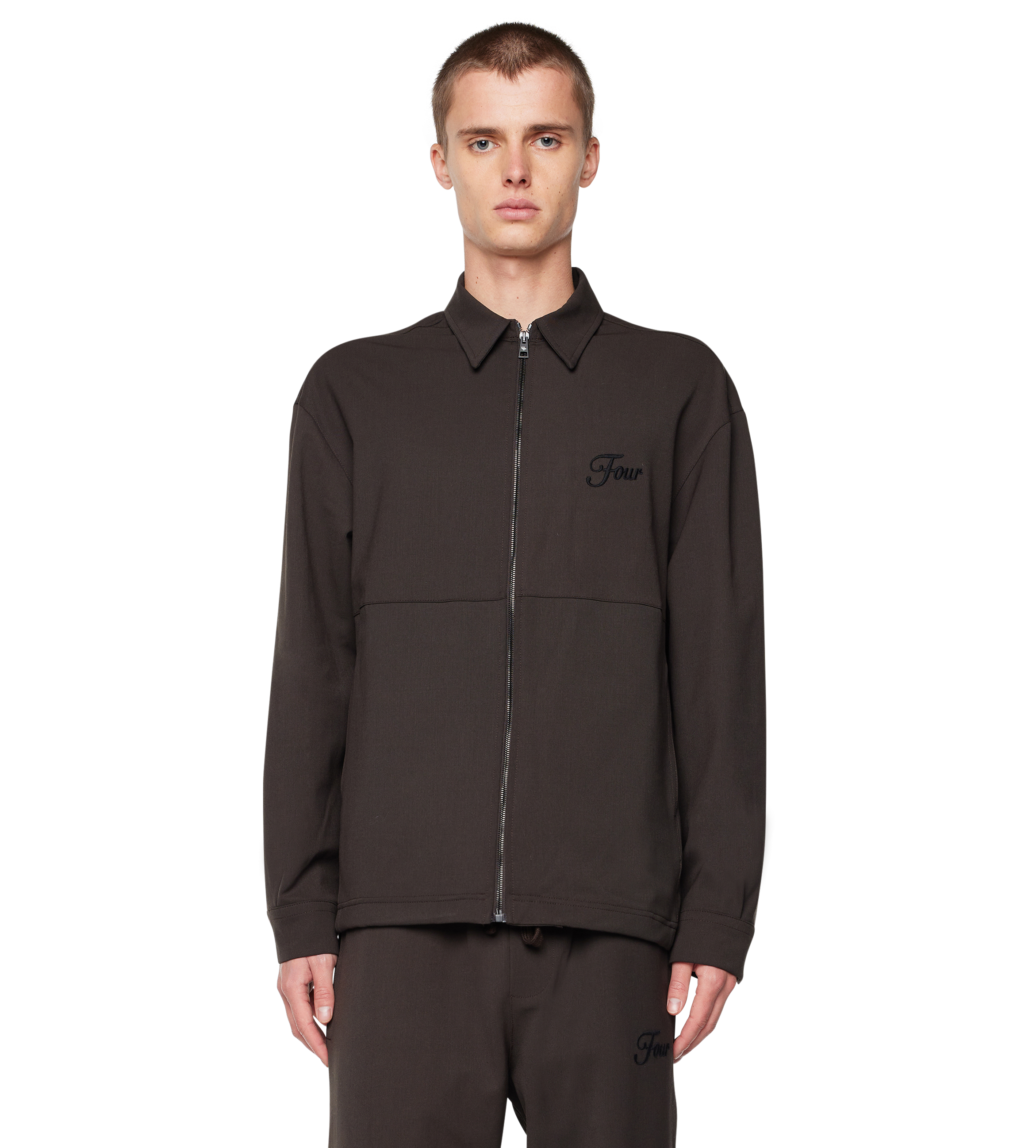 Script Wool Track Jacket Brown