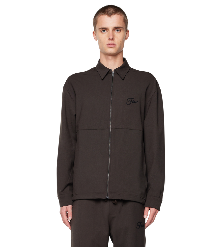 Script Wool Track Jacket Brown