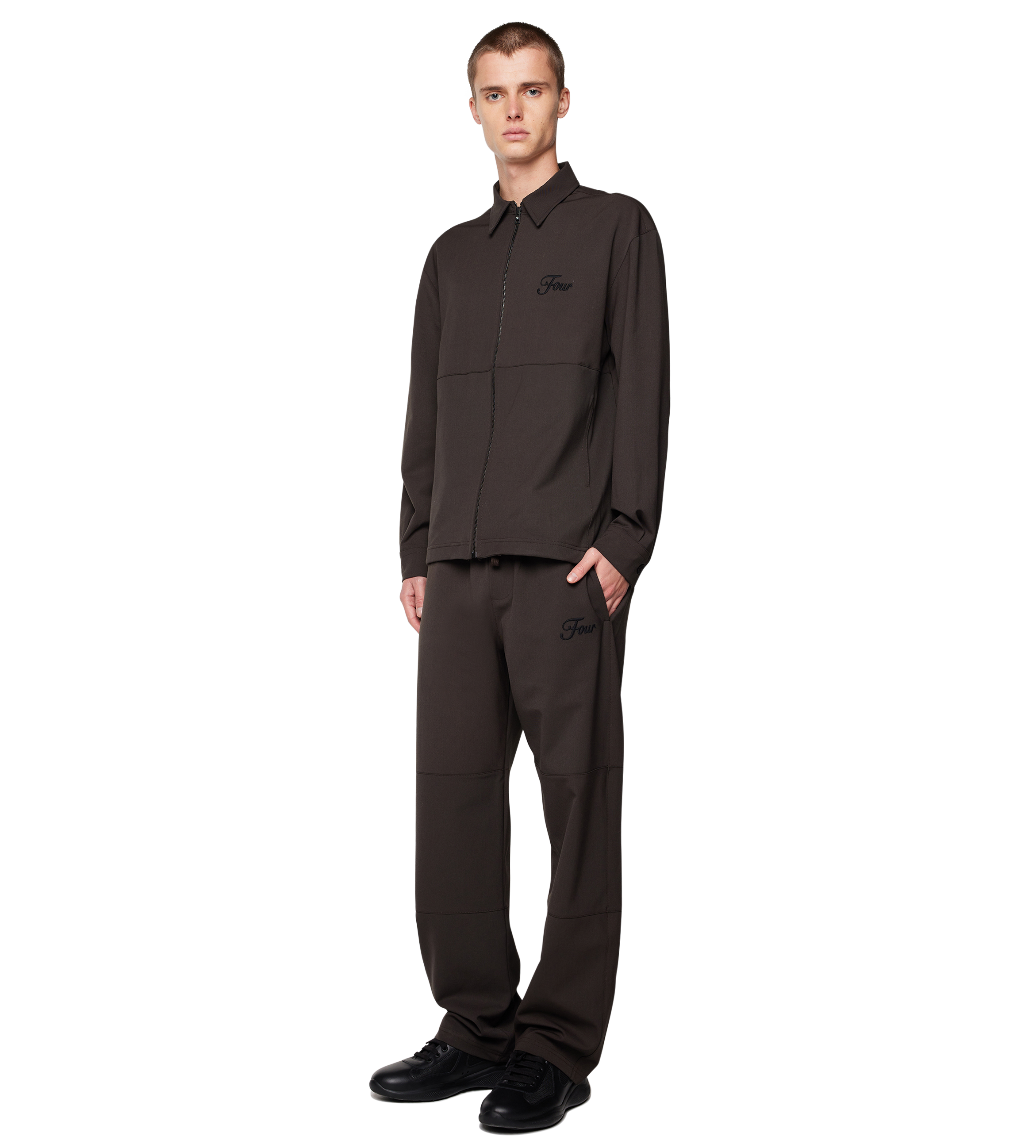 Script Wool Track Jacket Brown