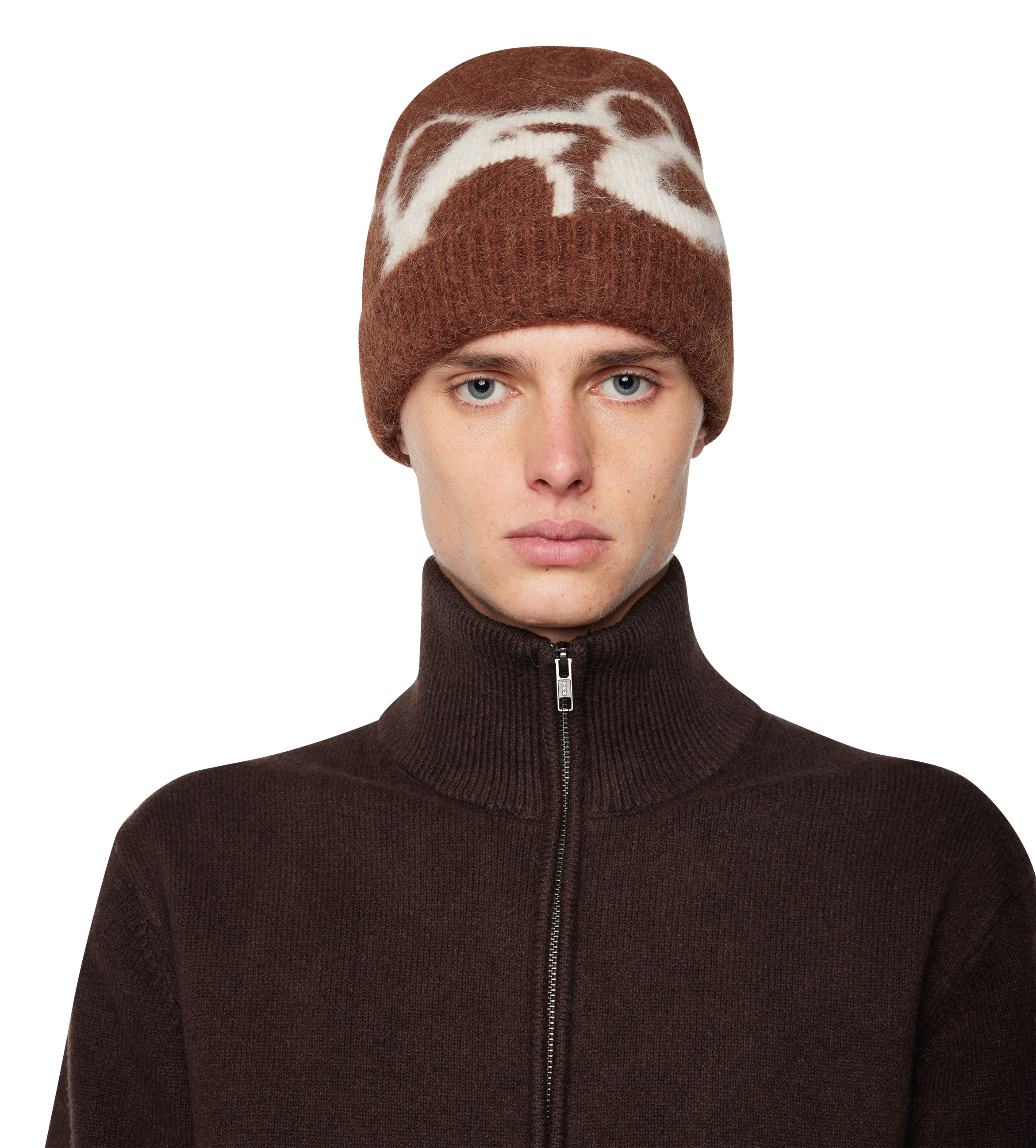 Big Circles Fluffy Beanie Brown