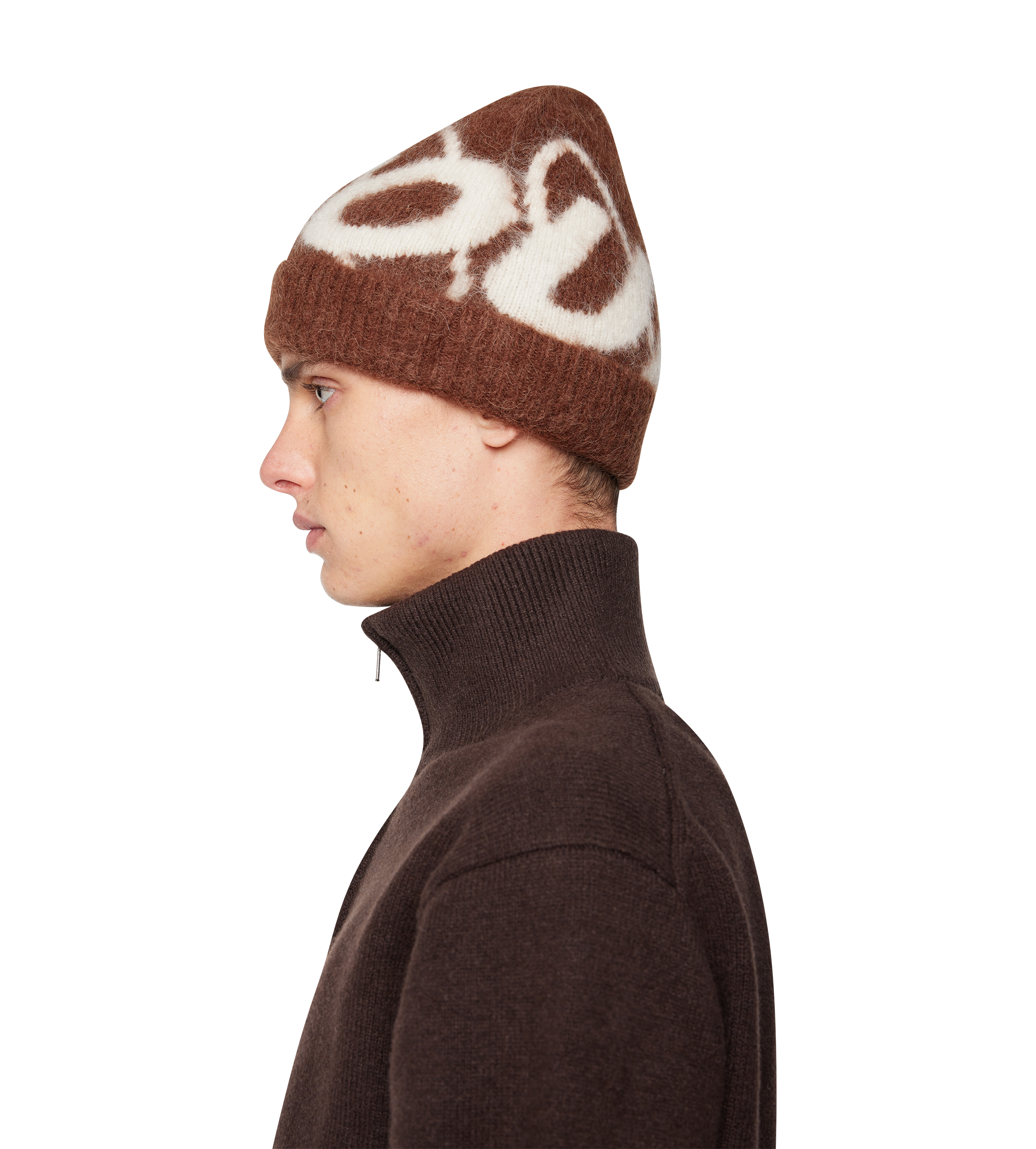 Big Circles Fluffy Beanie Brown