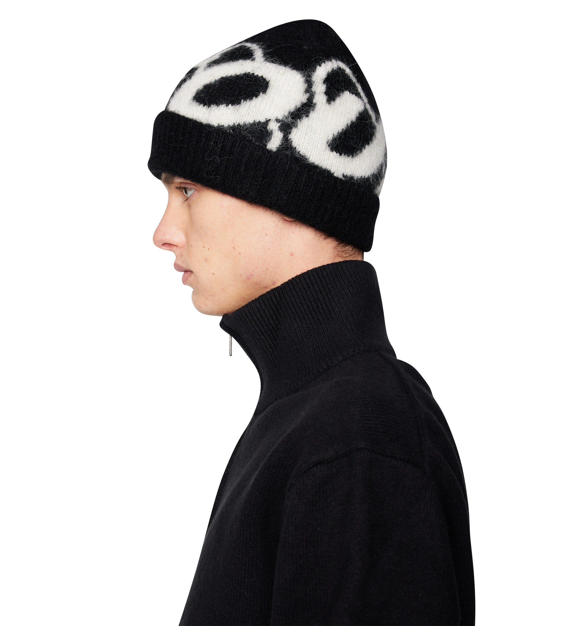 Big Circles Fluffy Beanie Black