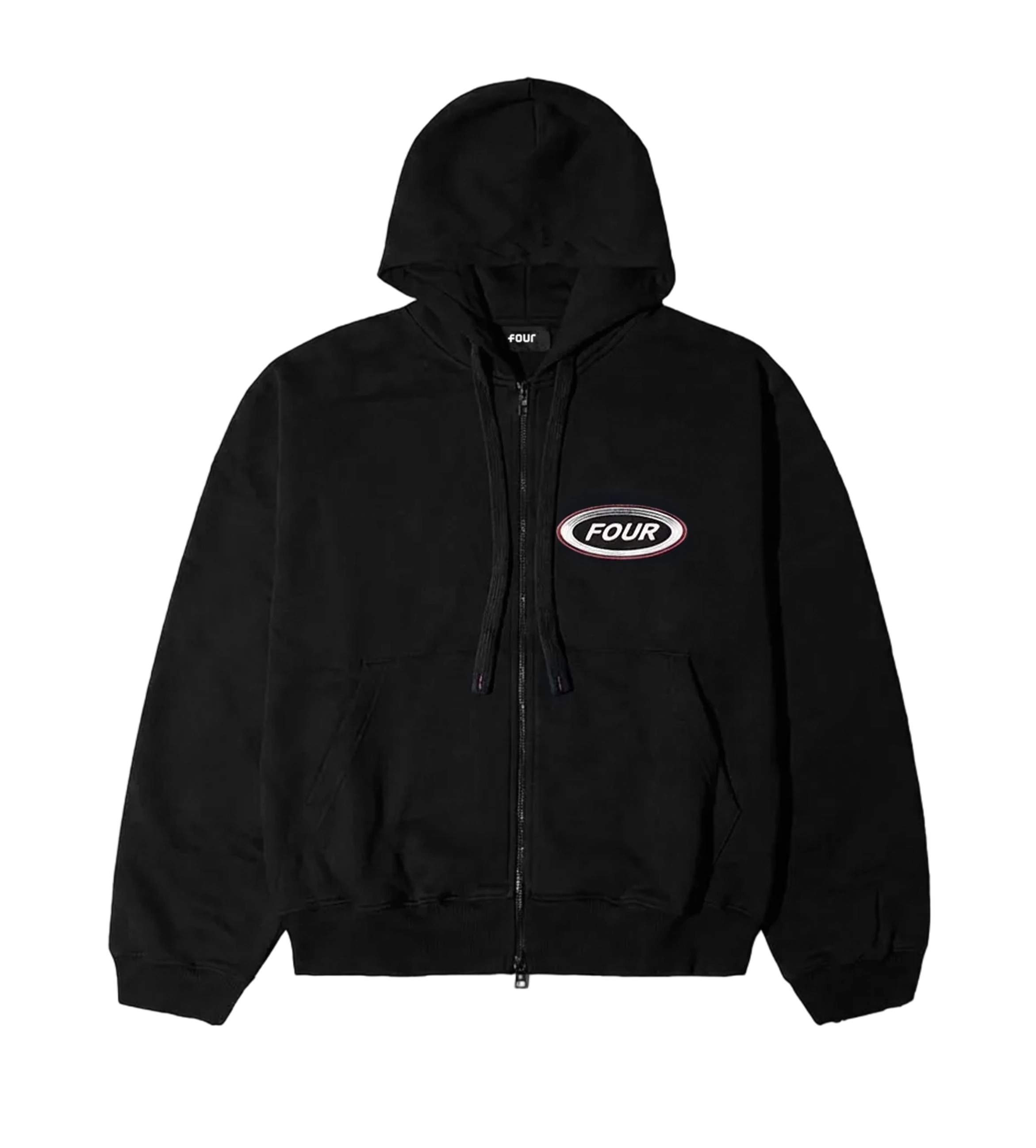 Reconstructed Circles Zip Up Hoodie Black