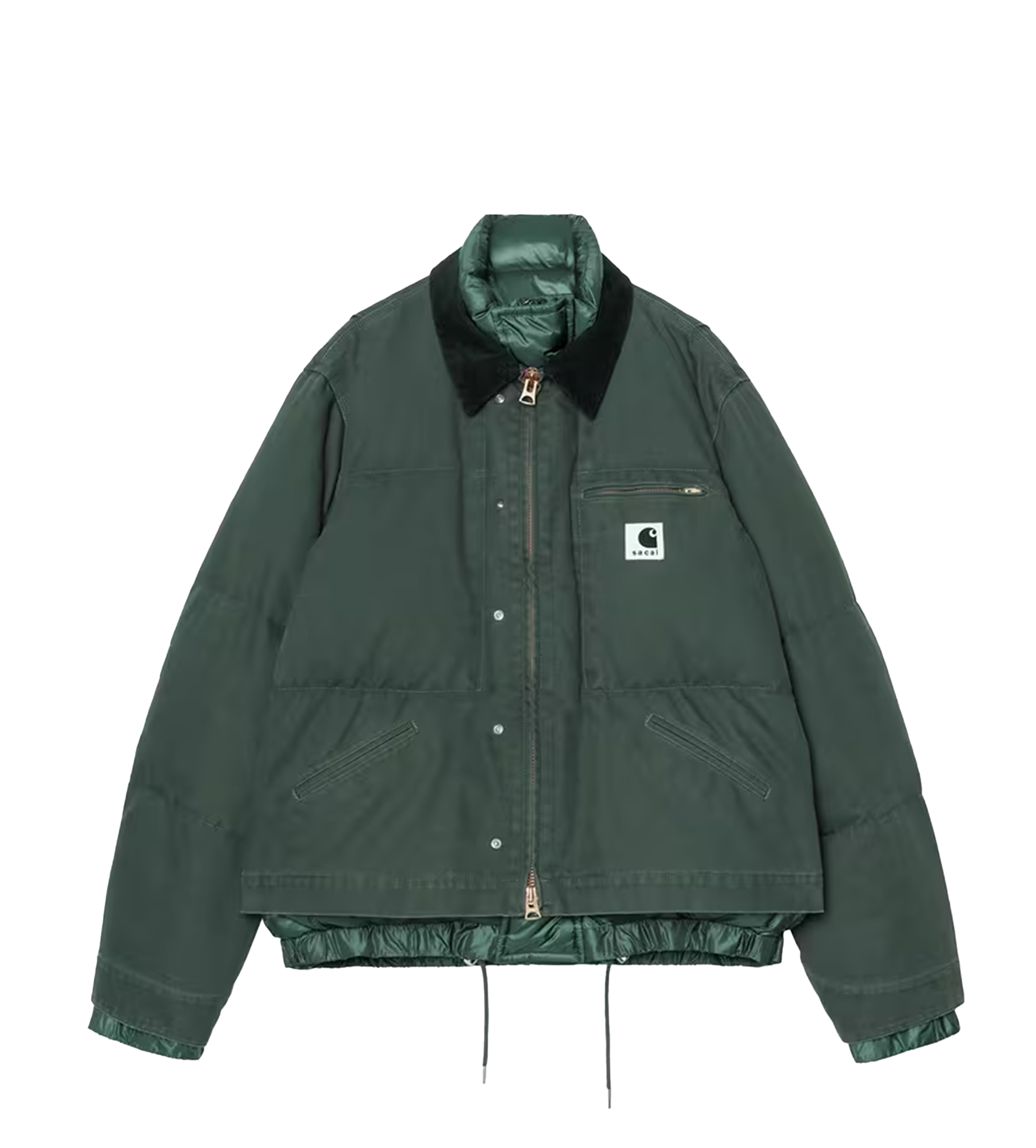 Sacai x Carhartt WIP Washed Duck Puffer Jacket in Green