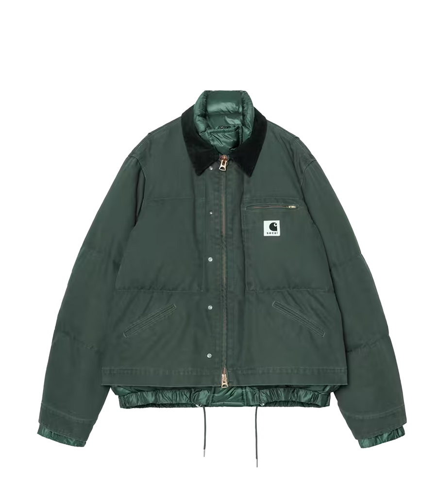 Sacai x Carhartt WIP Washed Duck Puffer Jacket in Green