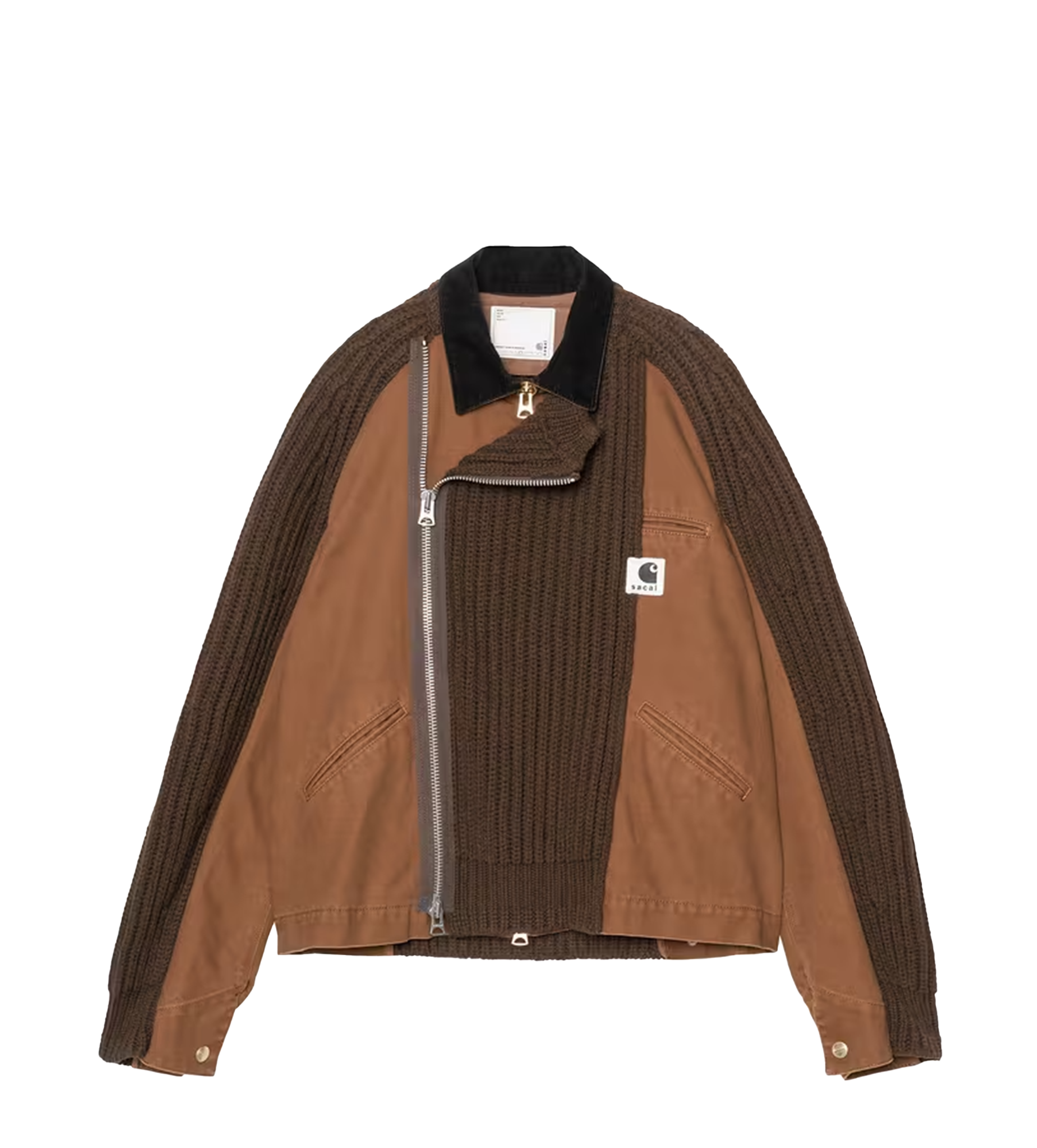 Sacai x Carhartt WIP Washed Duck x Wool Knit Blouson in Dark Beige