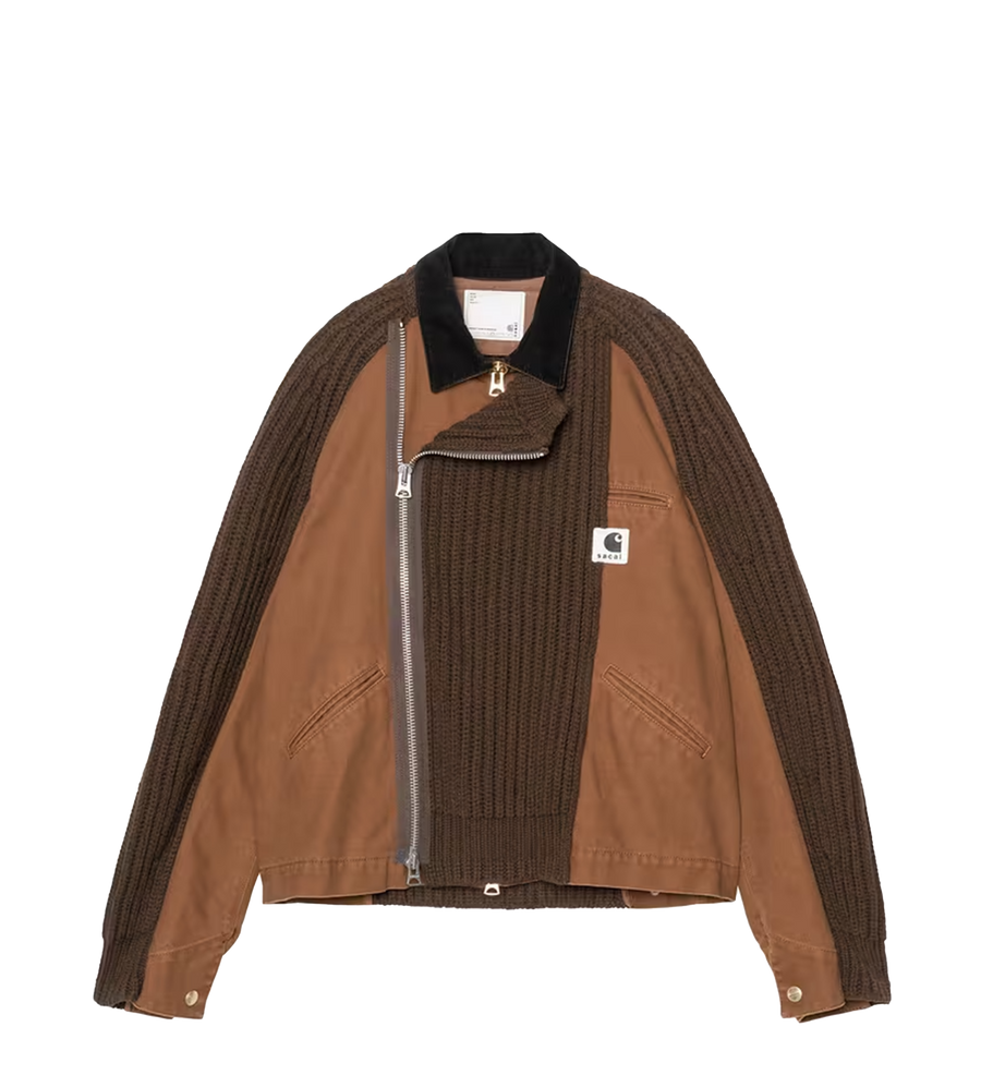 Sacai x Carhartt WIP Washed Duck x Wool Knit Blouson in Dark Beige