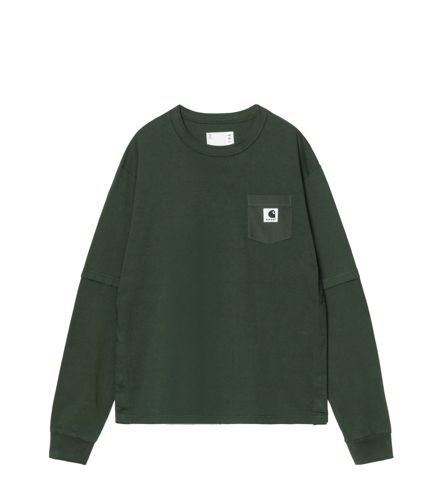 Sacai x Carhartt WIP Cotton Jersey L/S T-Shirt in Green