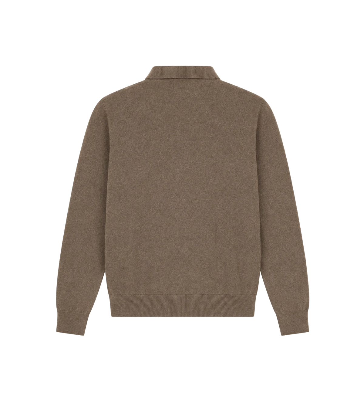 Long-Sleeve Knit Polo Shirt Brown