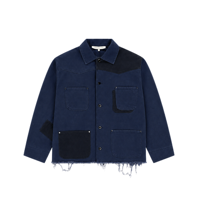 Het Ranch Patchwork Jas Marineblauw
