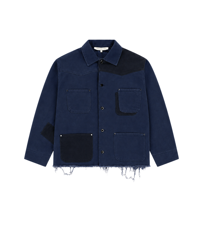 Het Ranch Patchwork Jas Marineblauw
