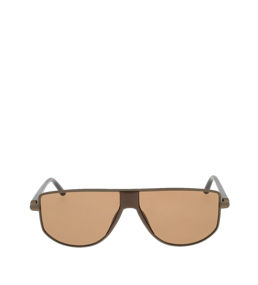 Jacquemus Shield Zonnebril - Mat Putty / Mat Lichtgoud / Mat Metallic Bruin