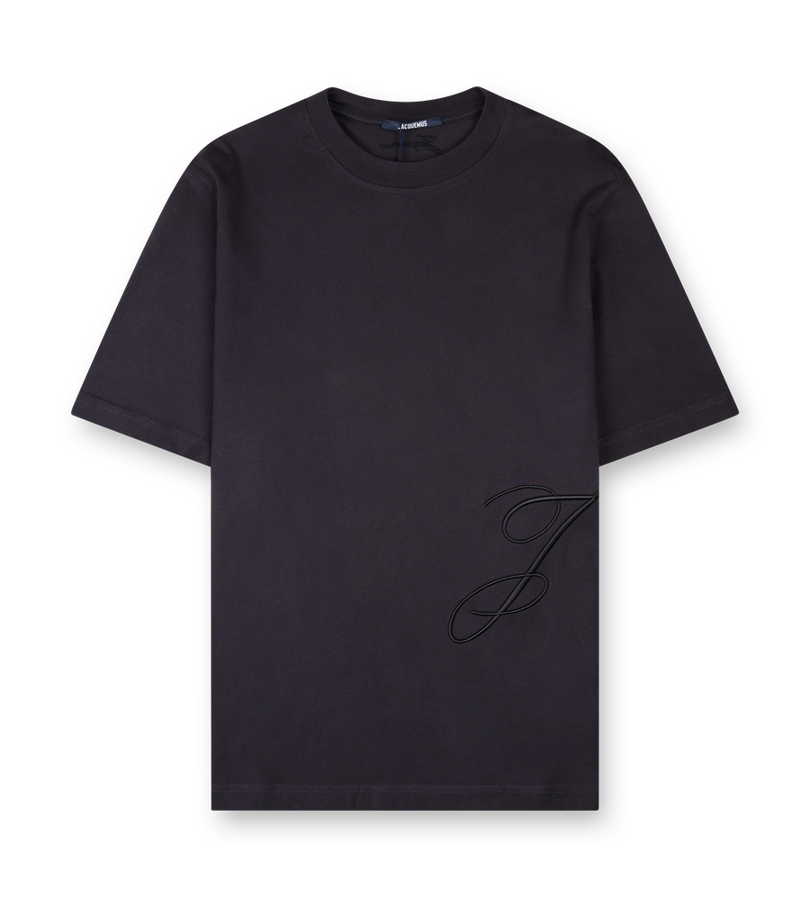 Jacquemus Embroidered Logo Cotton T-shirt in Dark Navy