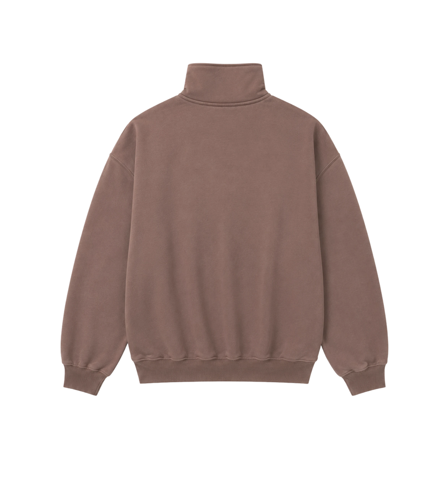 The Gros Grain Zipped-Rollneck Sweatshirt Brown
