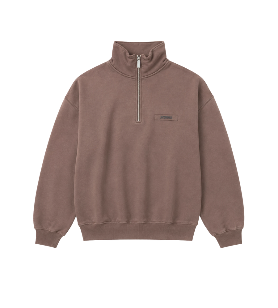 The Gros Grain Zipped-Rollneck Sweatshirt Brown