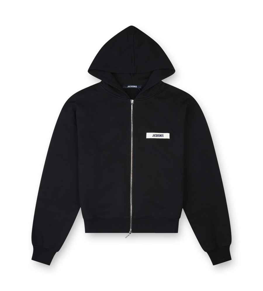 Jacquemus The Gros Grain Zipped Hoodie in Black