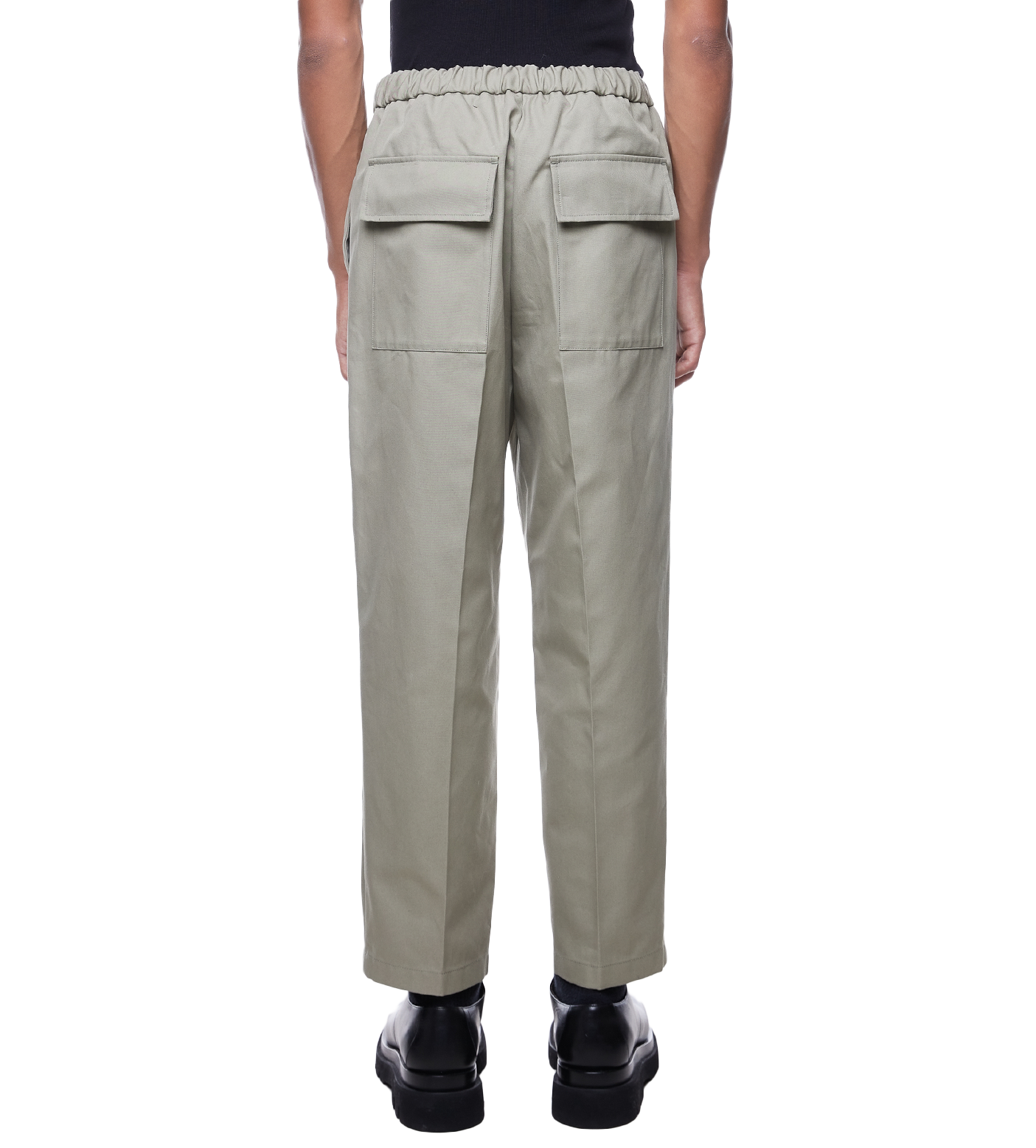 Elasticated-waist Pleated Trousers Khaki