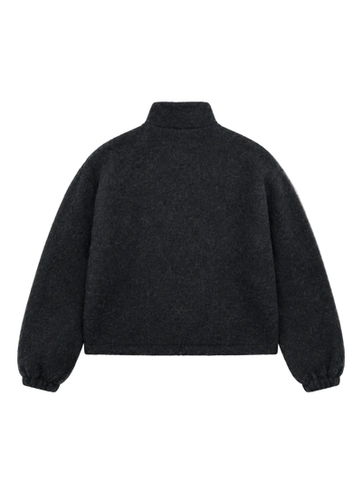 Grey Wool Fleece Zip-Up Sweatshirt Grey