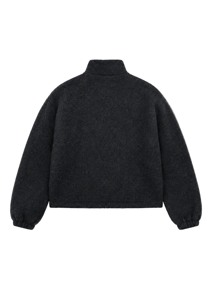 Grey Wool Fleece Zip-Up Sweatshirt Grey
