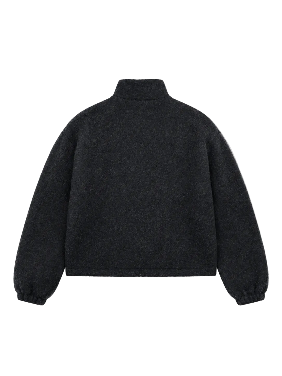 Grey Wool Fleece Zip-Up Sweatshirt Grey