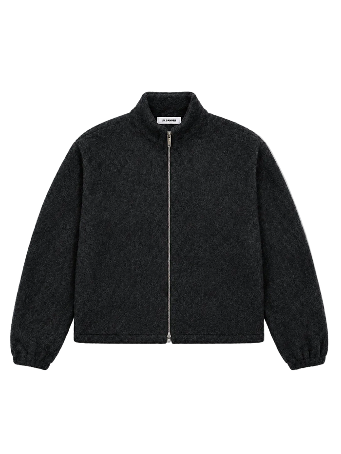 Grey Wool Fleece Zip-Up Sweatshirt Grey