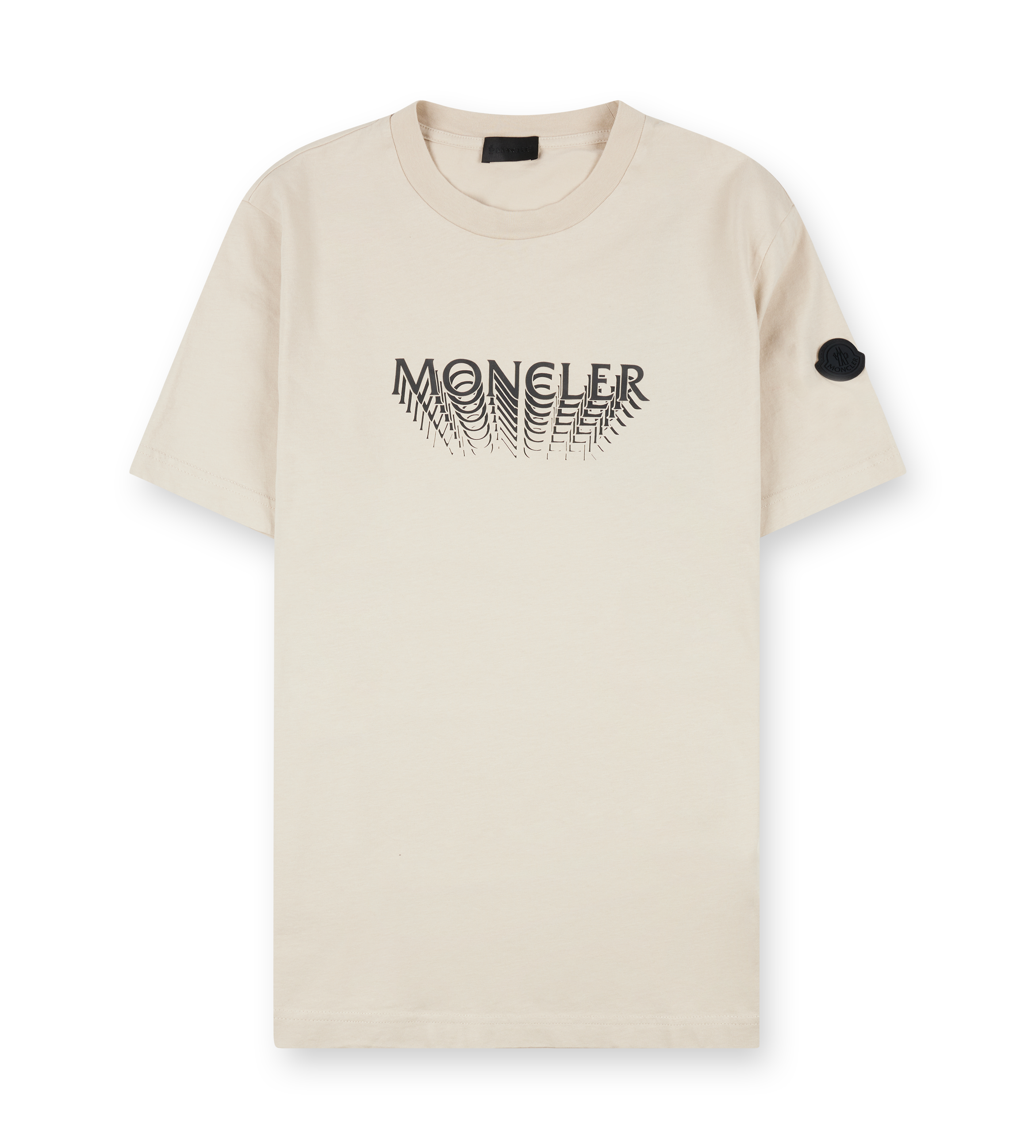 Moncler Matt Black T-shirt in beige cotton jersey