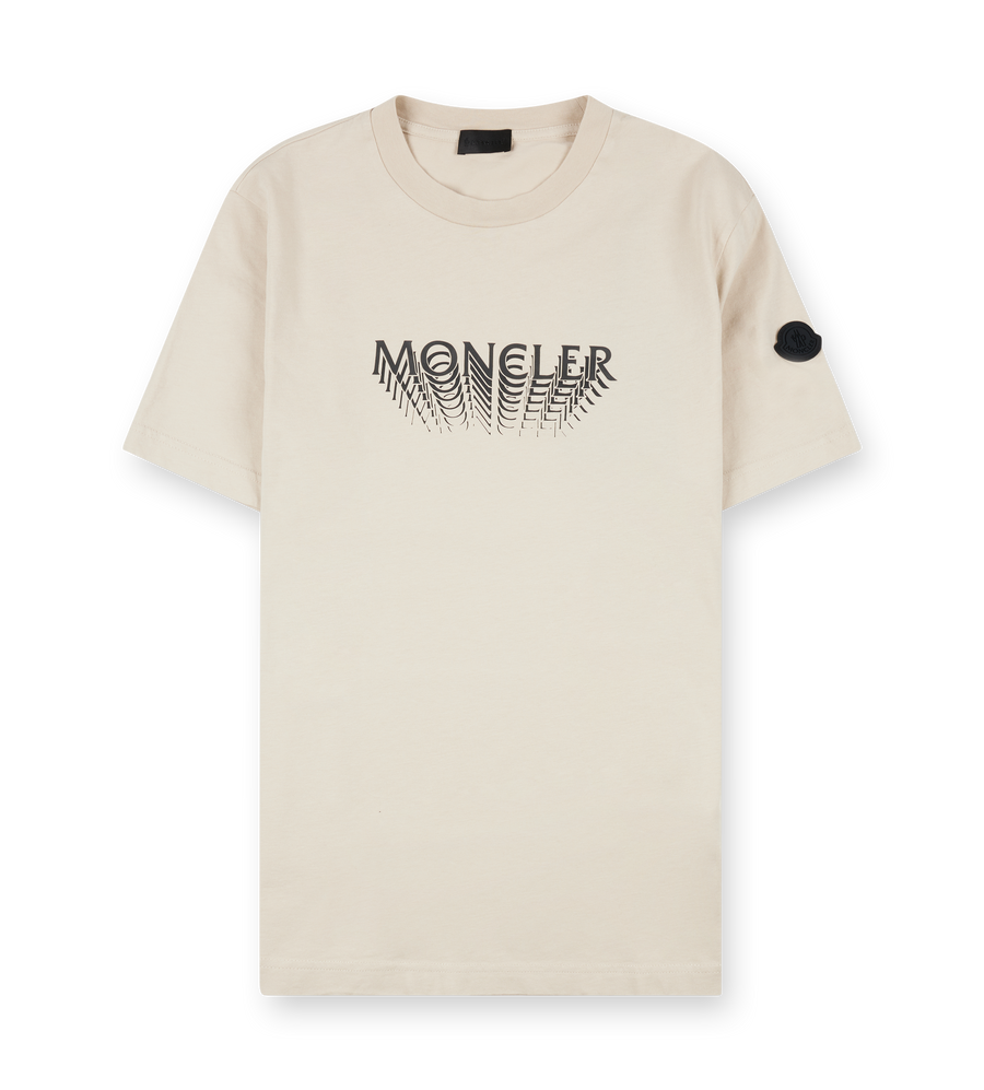 Moncler Matt Black T-shirt in beige cotton jersey