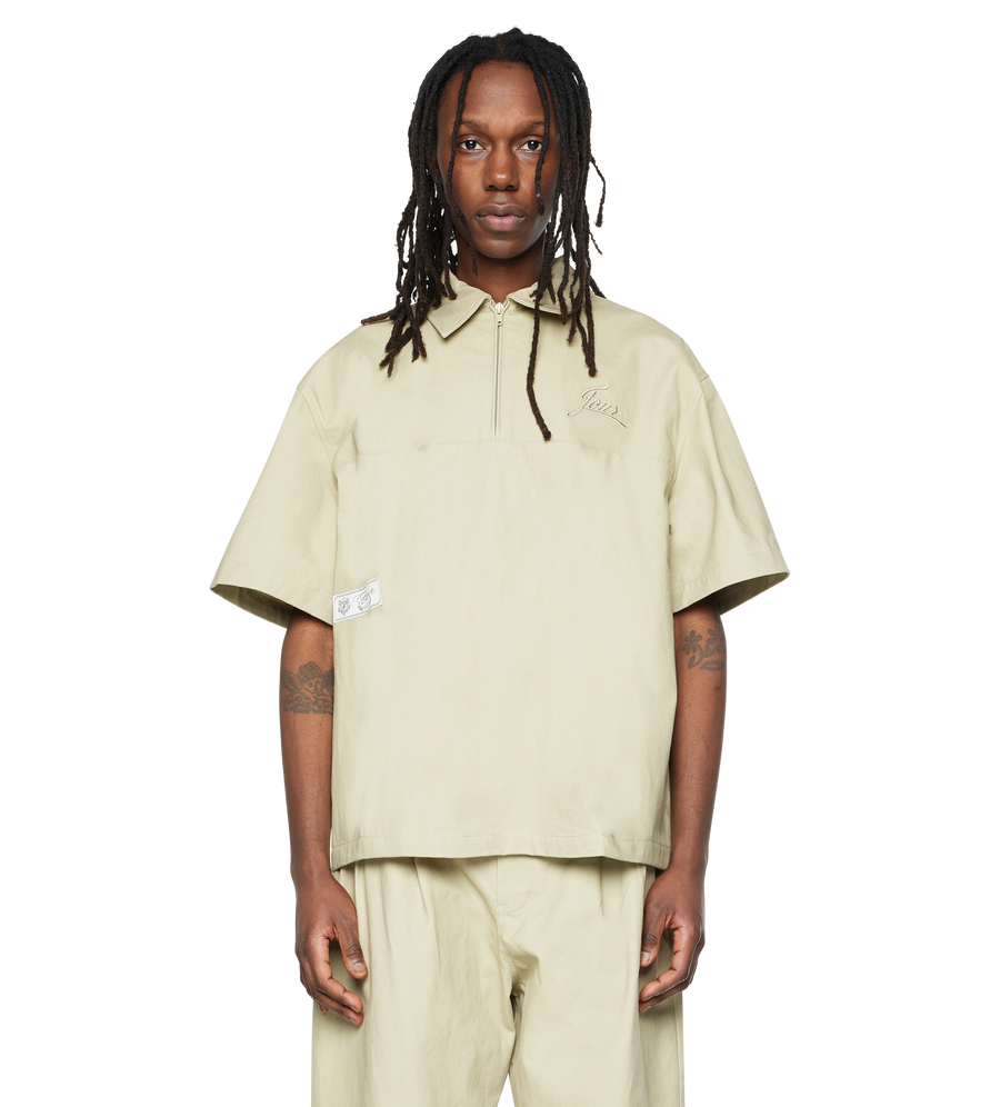 Script SS Zipped Polo Oatmeal