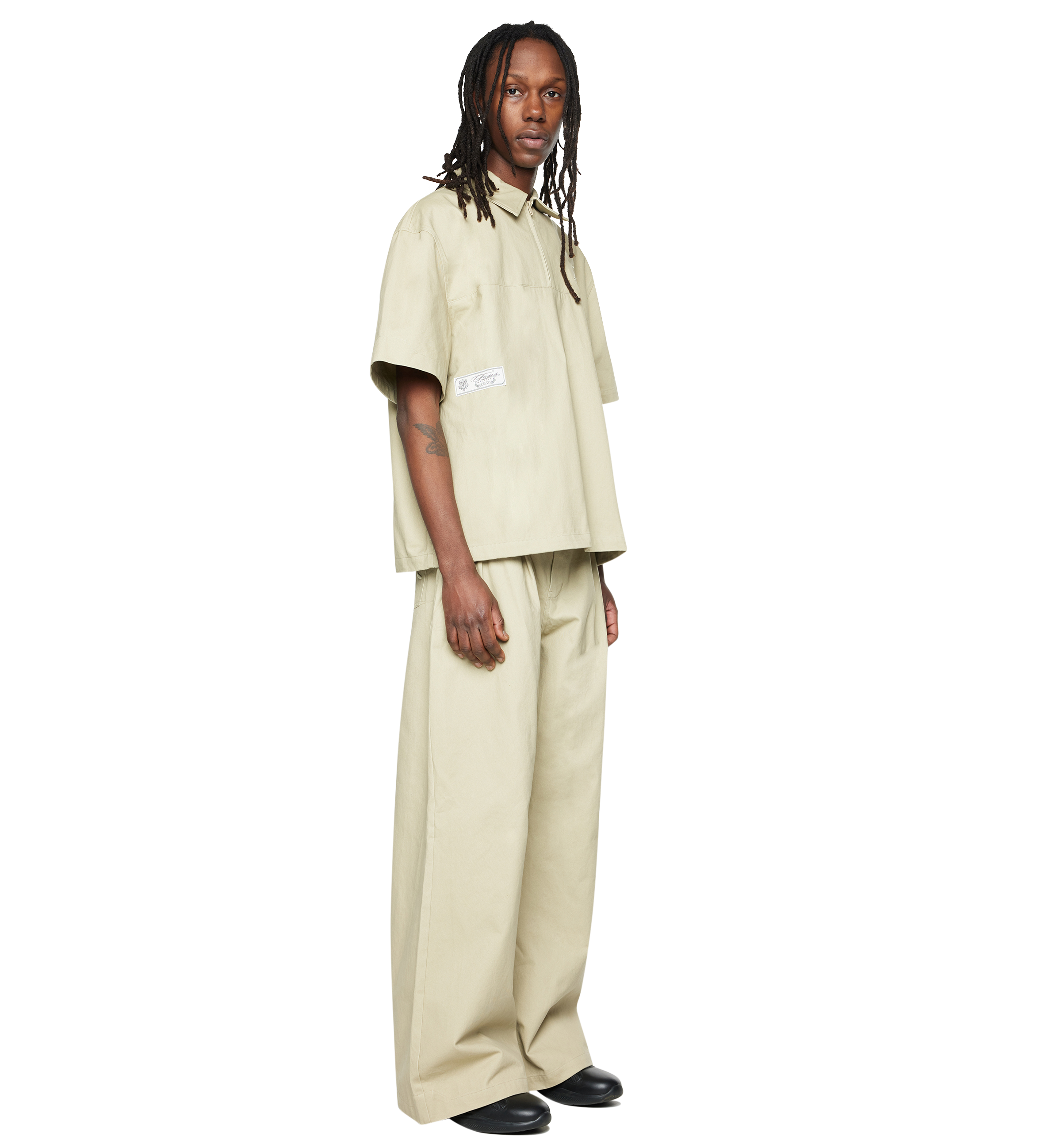 Script SS Zipped Polo Oatmeal