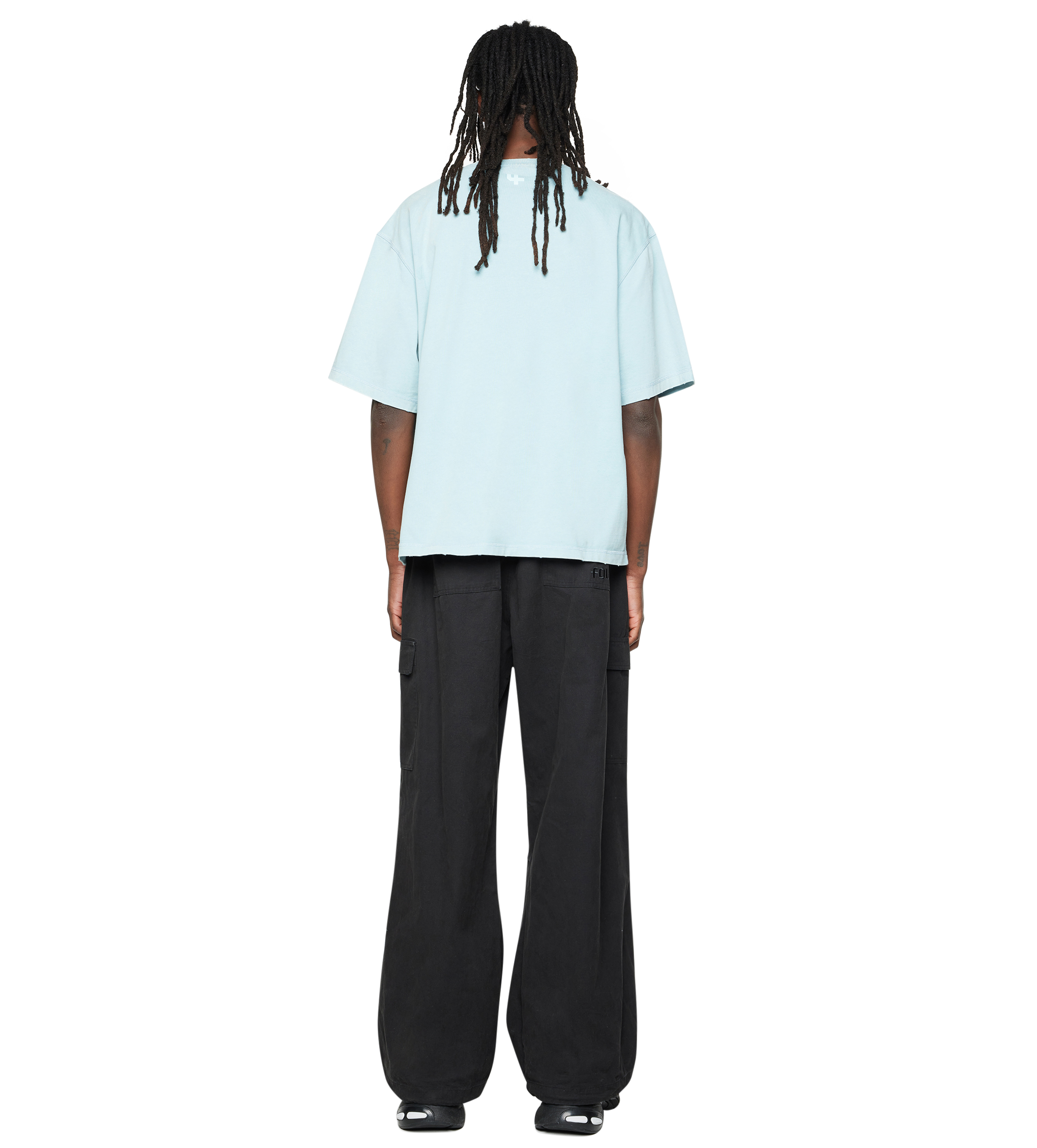 Destroyed Boxy T-Shirt Washed Aqua Gray