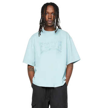 Destroyed Boxy T-Shirt Washed Aqua Gray