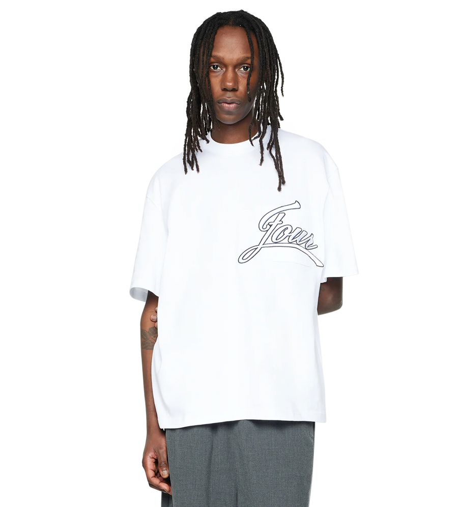 Script Boxy Pocket T-Shirt White