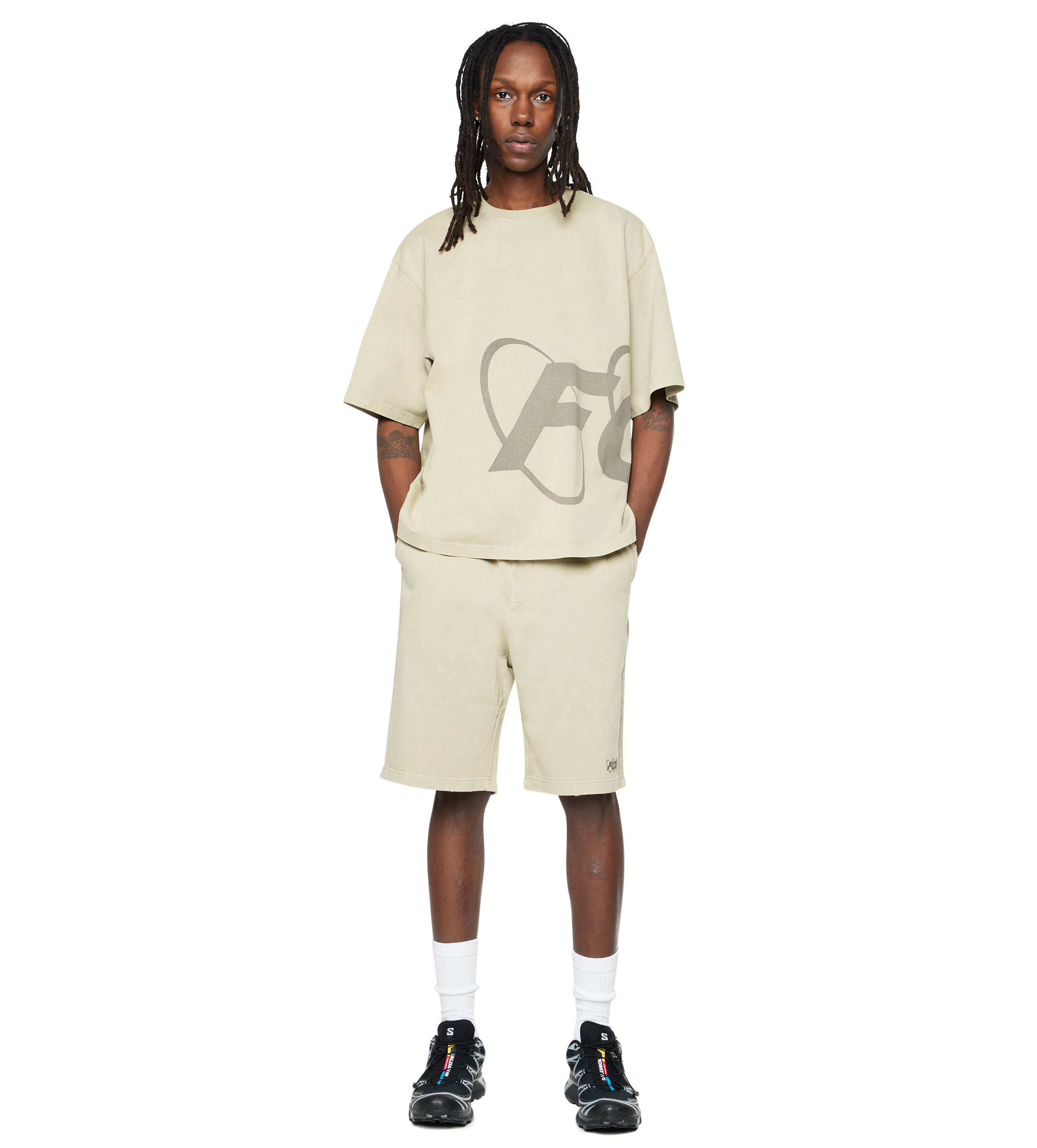 Circles Boxy T-Shirt Washed Oatmeal