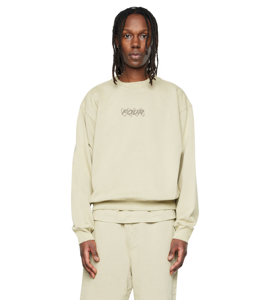 Circles Boxy Crewneck Washed Oatmeal