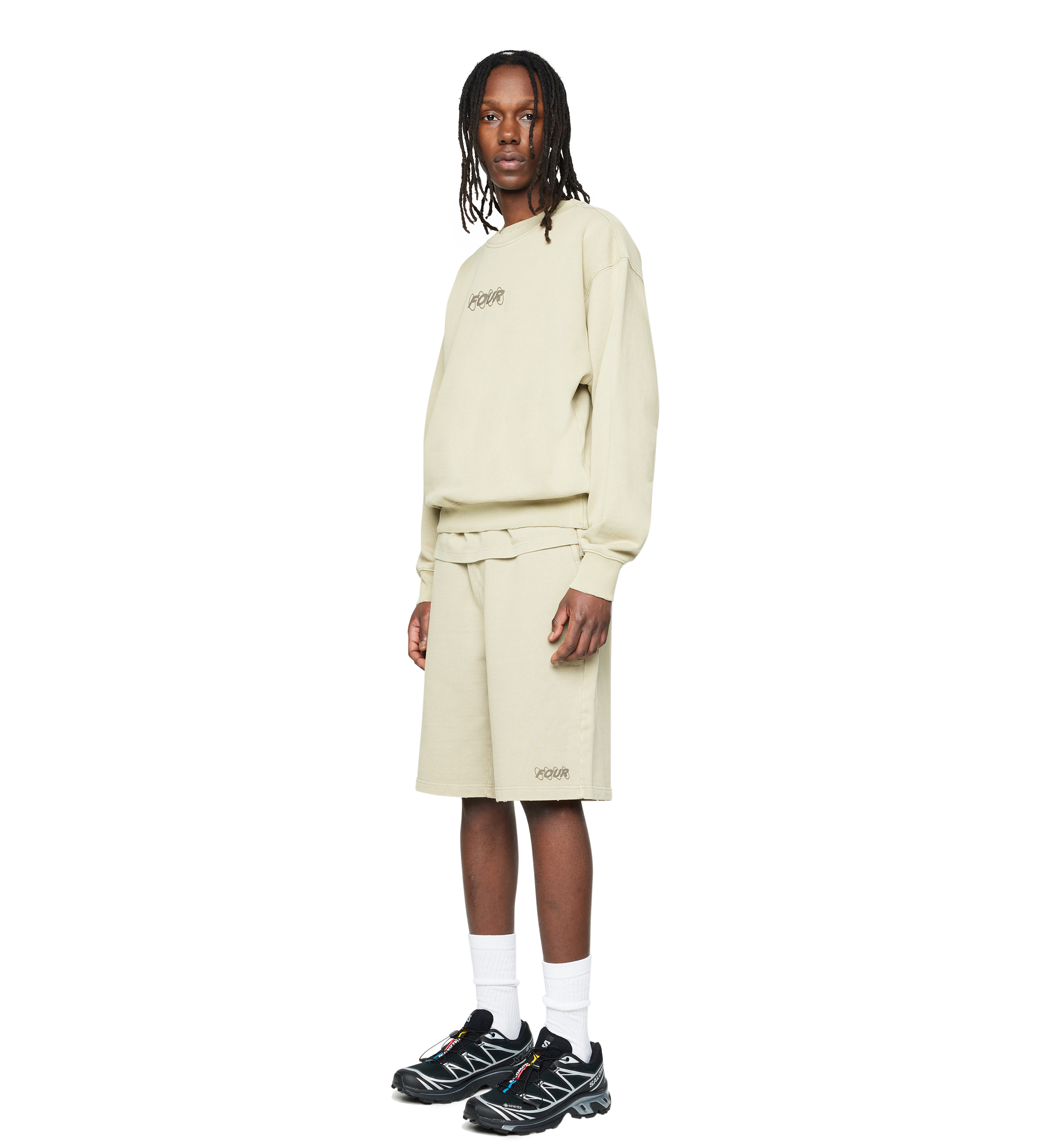 Circles Boxy Crewneck Washed Oatmeal