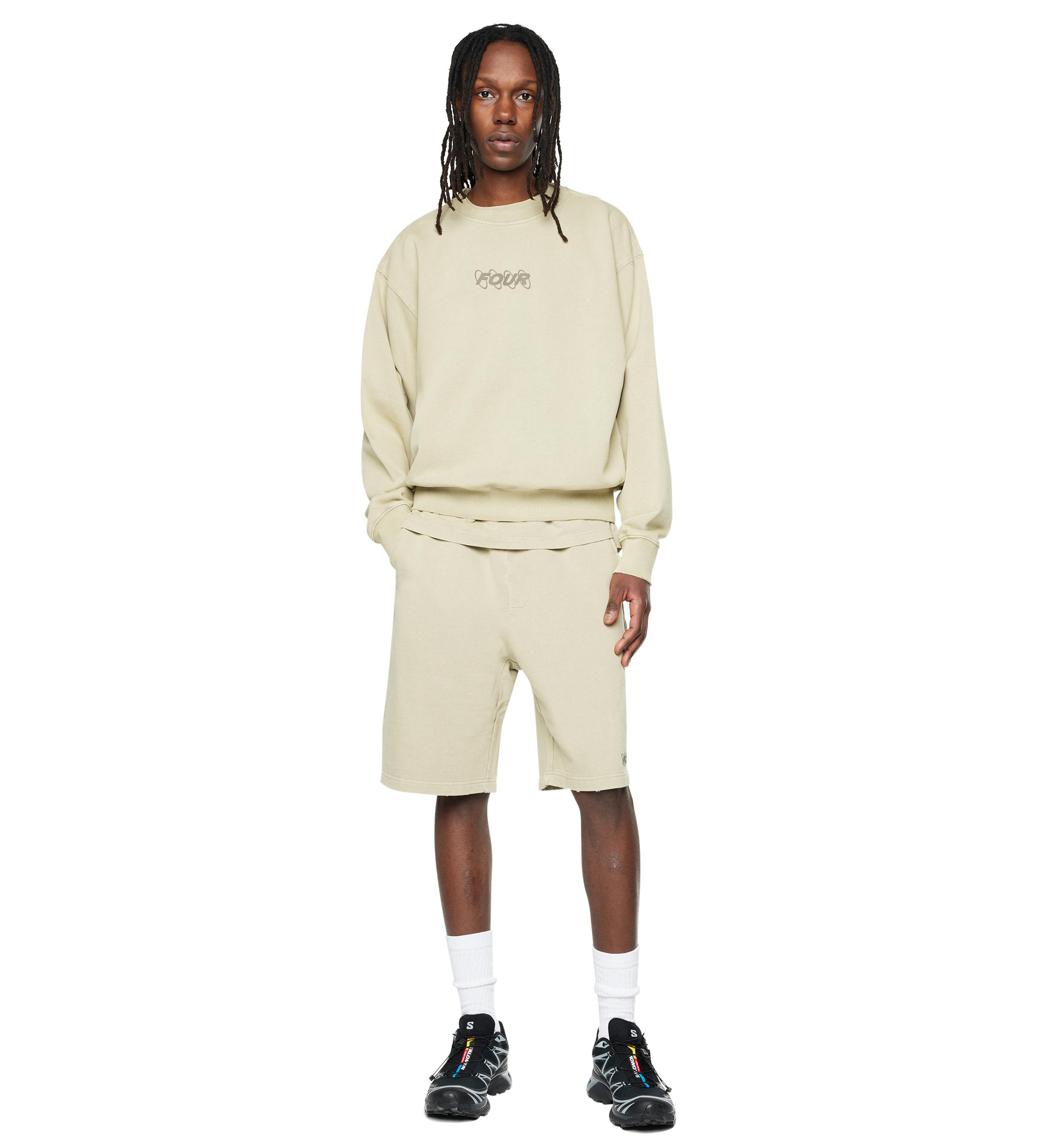 Circles Boxy Crewneck Washed Oatmeal