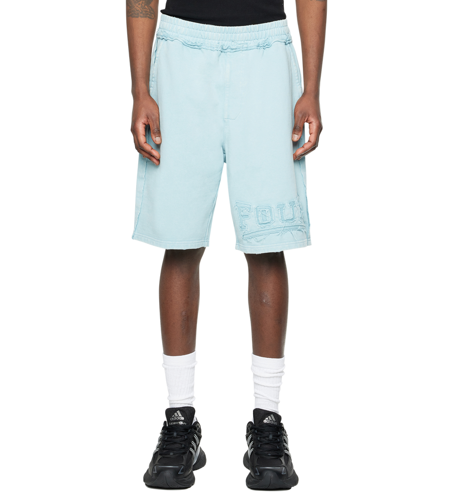 Destroyed Shorts Washed Aqua Gray