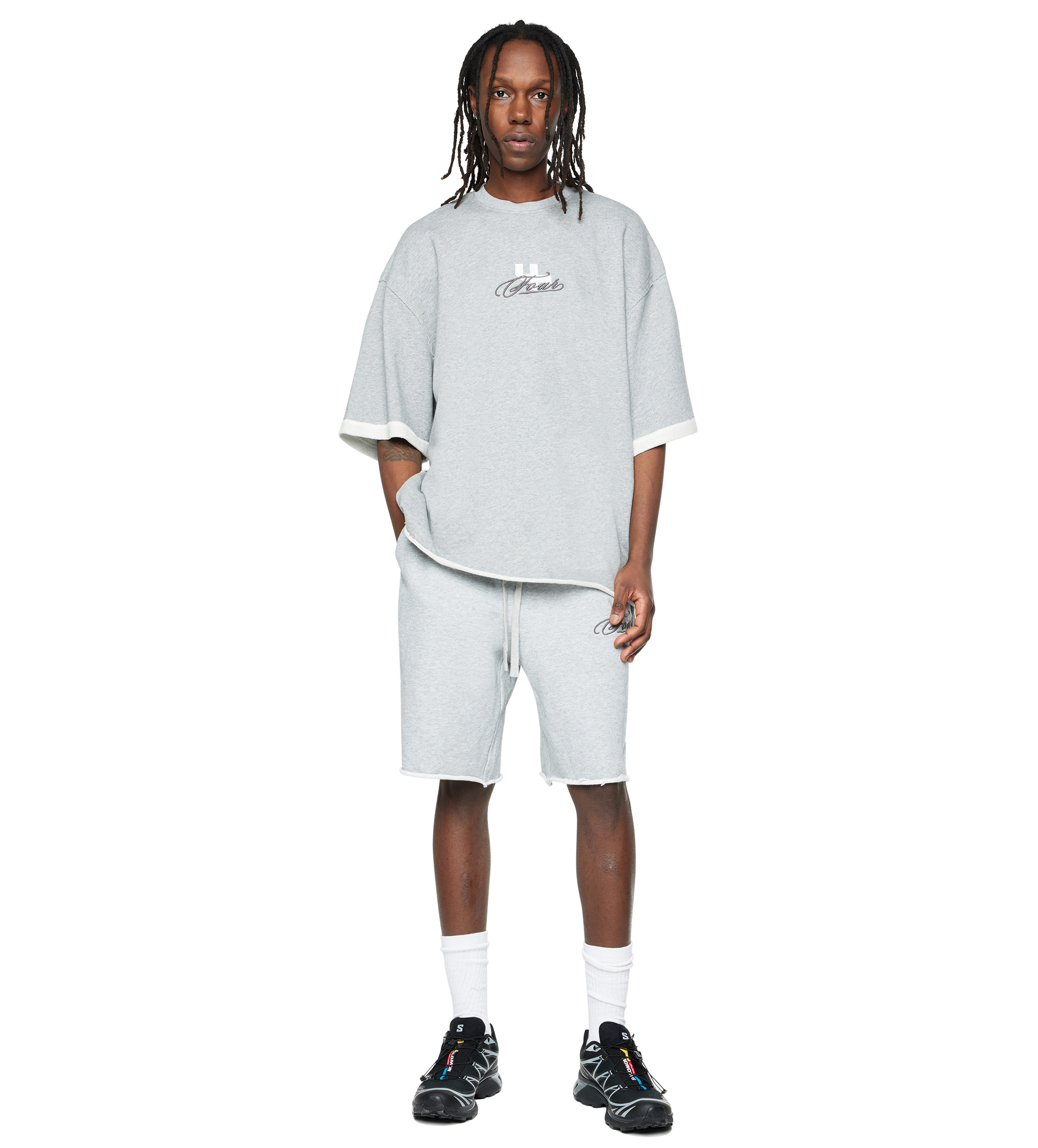 Raw Edge Shorts Grey Melange