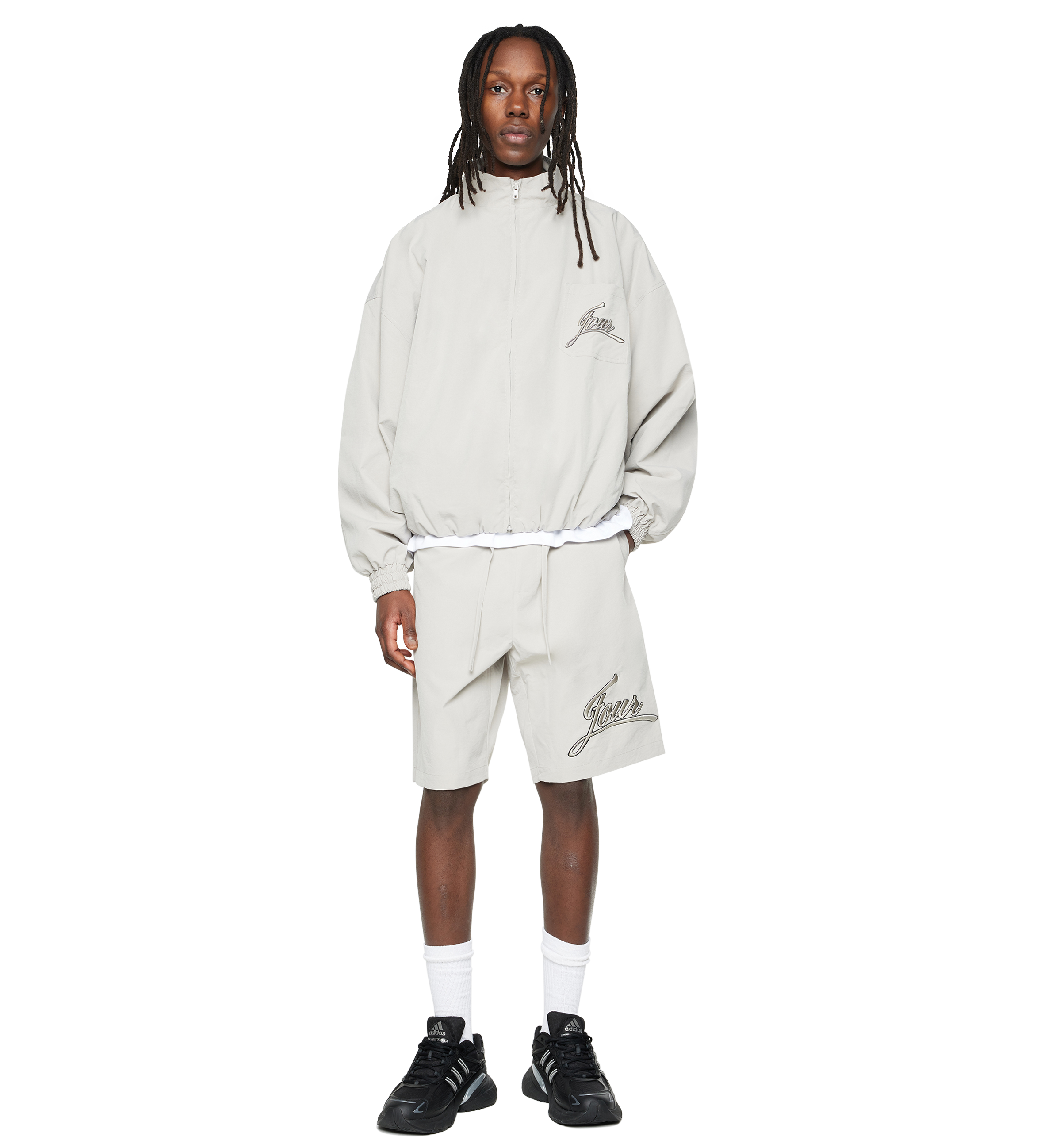 Script Track Shorts Light Grey