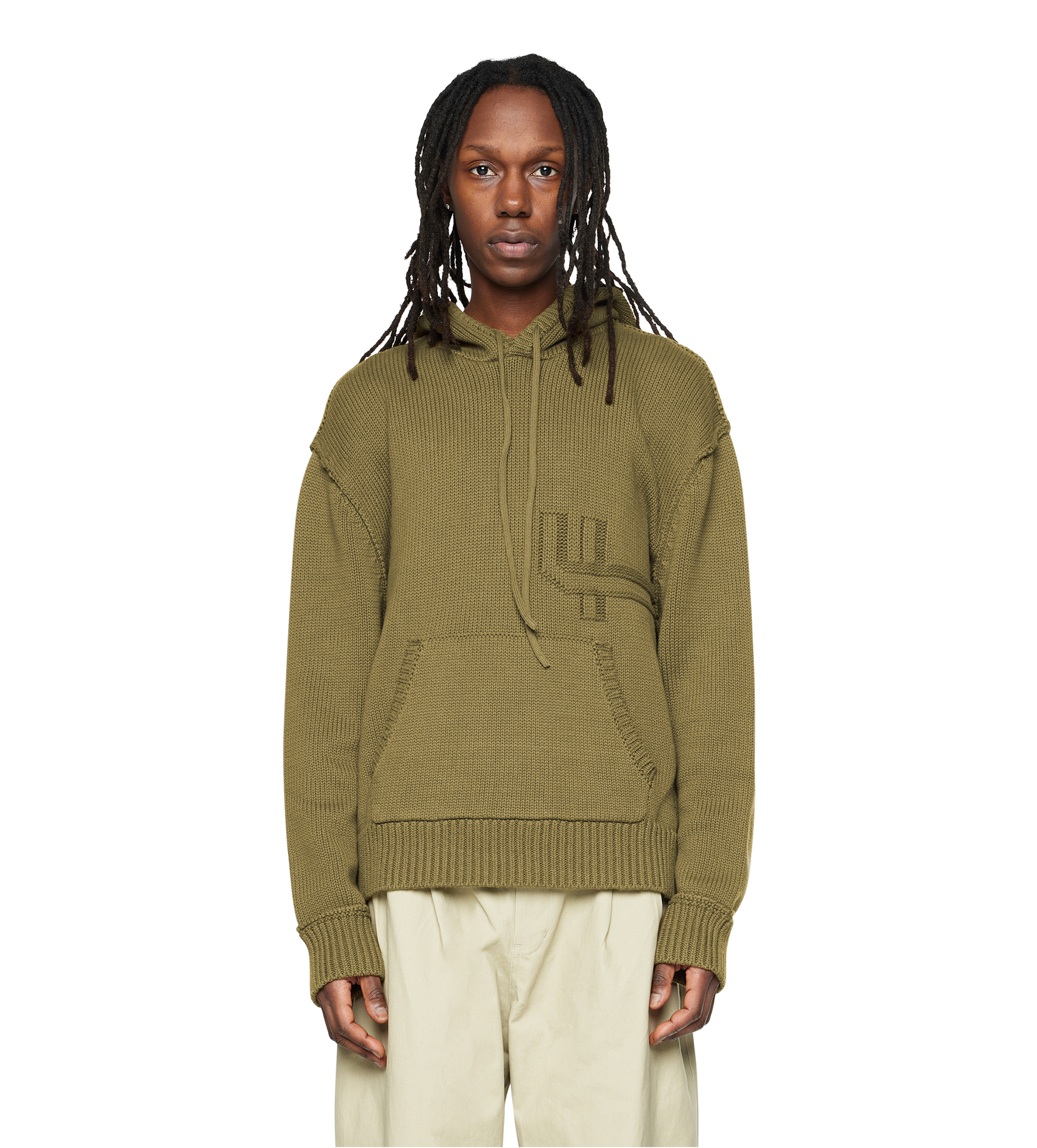 Knitted Hoodie Deep Olive